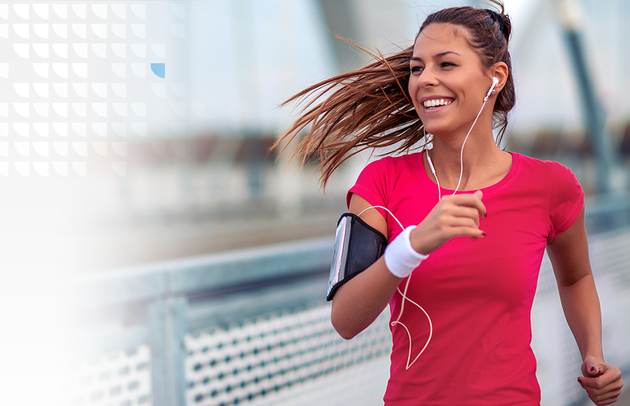 Lady Smiling Listening Music