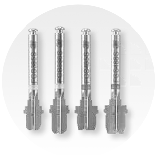 A set of ZimVie Flat Bottom Shaping Drills, specifically designed for dental implant site preparation. The image highlights these instruments' key features, including a flat-bottom cutting tip that creates an osteotomy precisely matching the implant's dimensions. These drills are used to refine and shape the bone site for optimal placement, ensuring excellent stability for the implant..